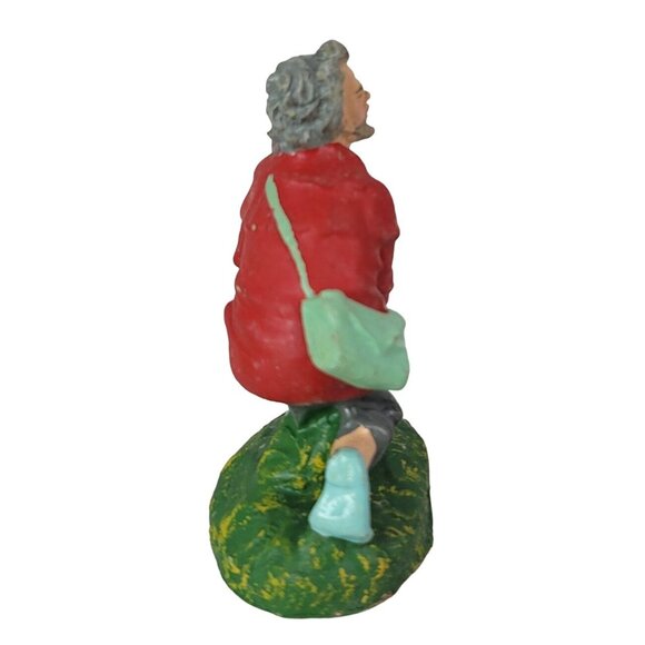 Christmas Nativity Beggar Kneeling Blind Man Hat 4" Paper Mache Hand Painted VTG - Picture 5 of 9